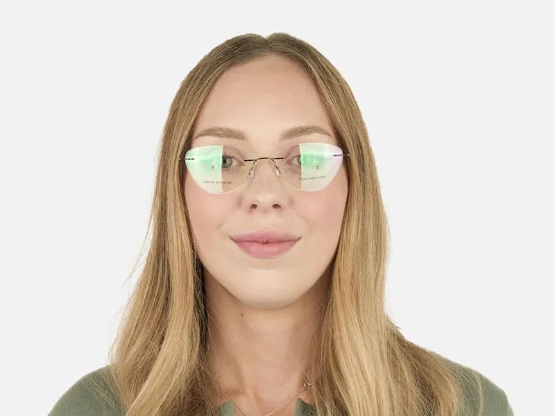 Rimless Cat-Eye Glasses in Brown Metal-2