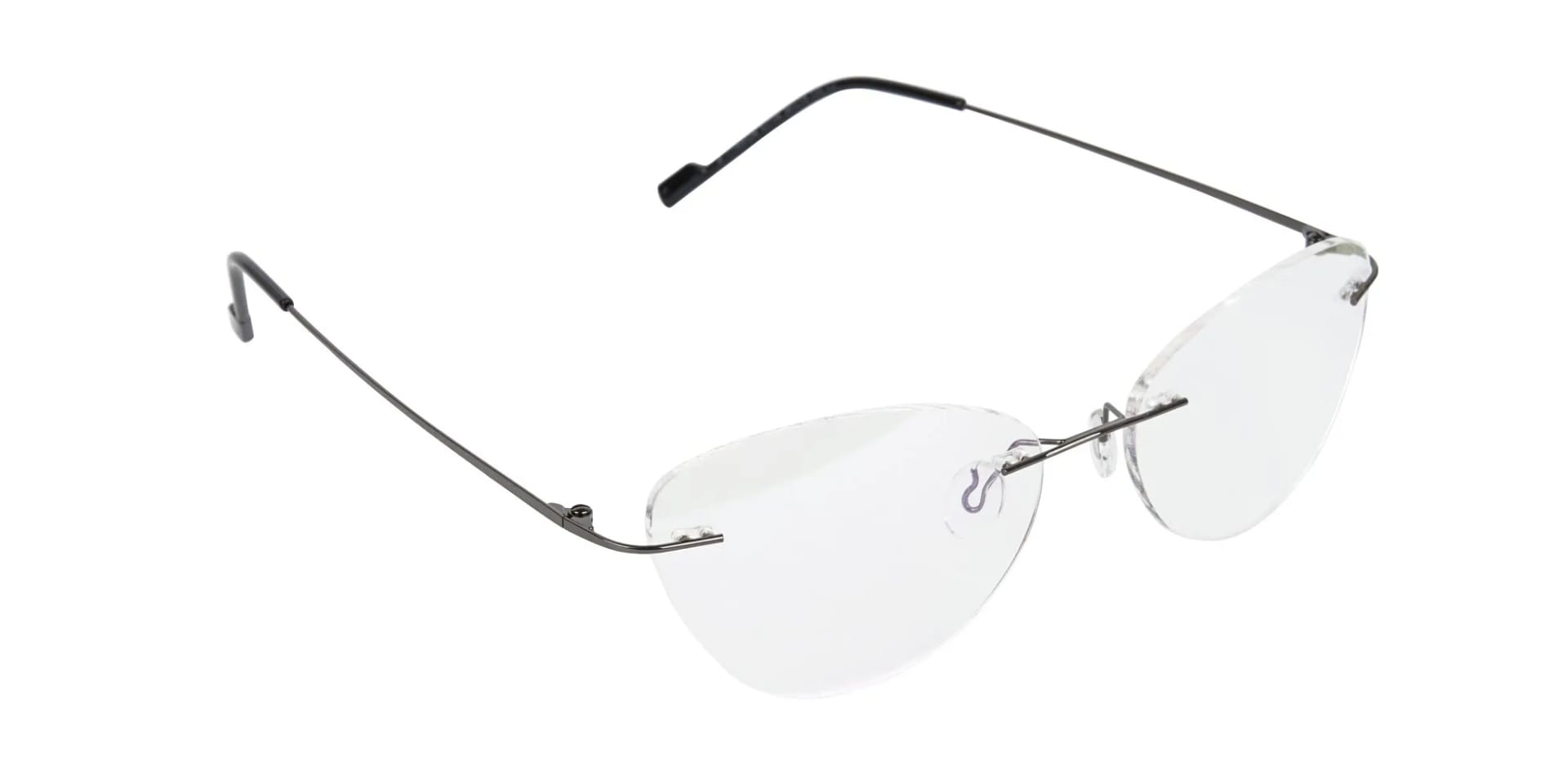 Gunmetal Rimless Cat-Eye Glasses -2