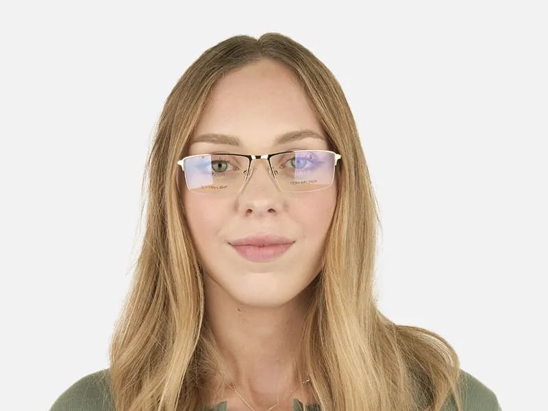 Gold Semi-Rim Glasses with Spring Hinges-2