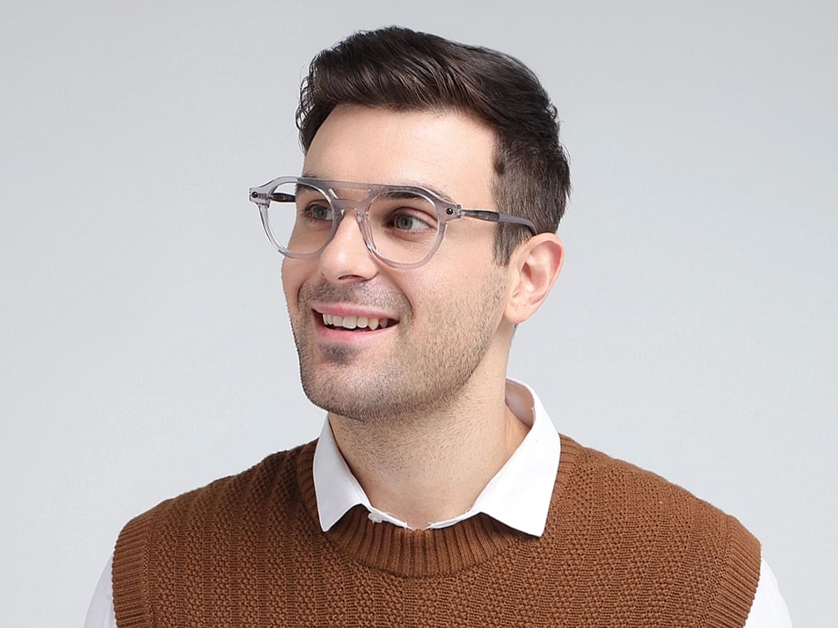 Silver Round Grey Glasses 42