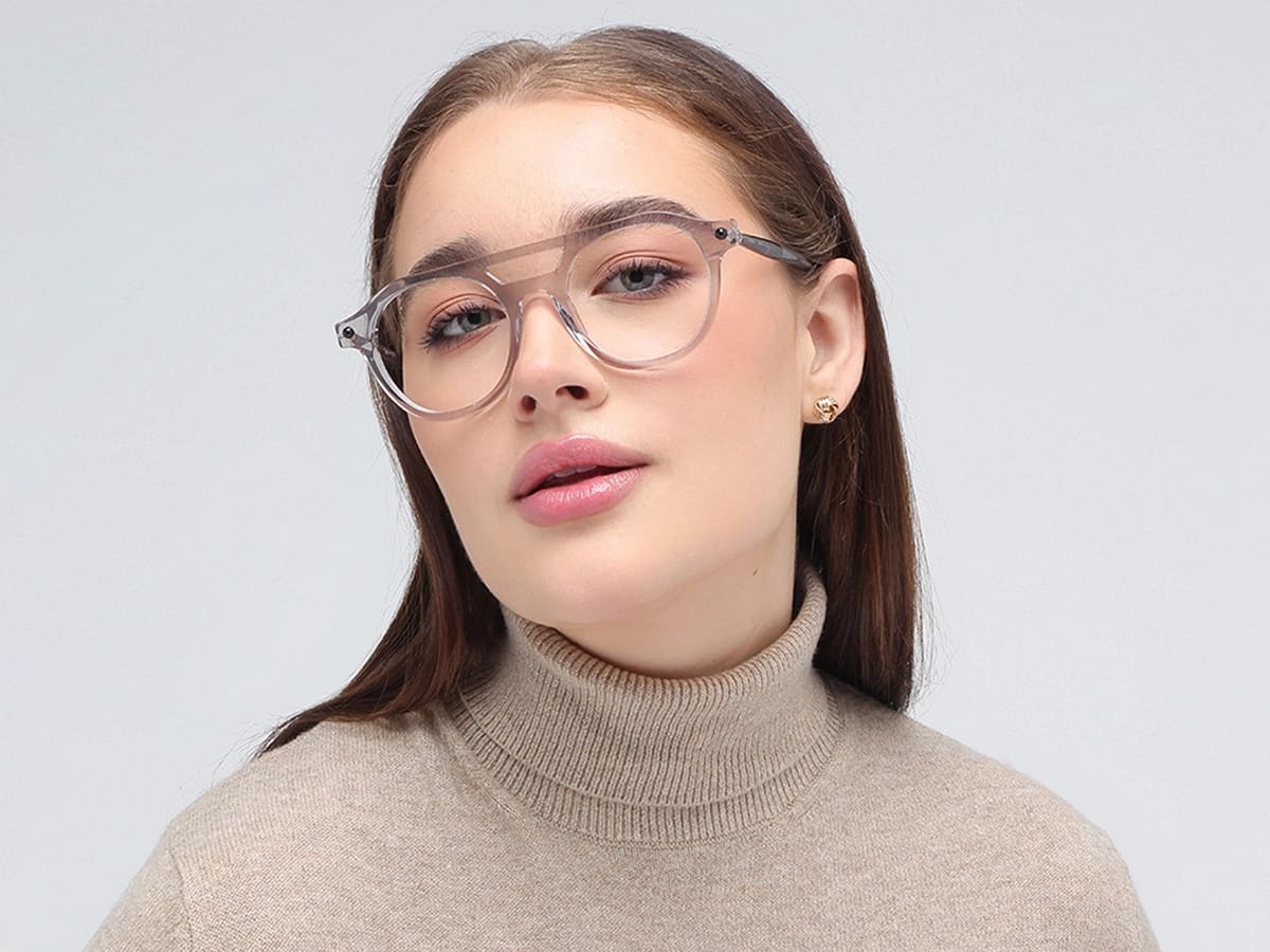 Silver Round Grey Glasses 53