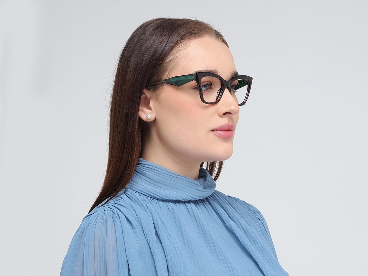Dark Tortoise Square Cateye Glasses-52