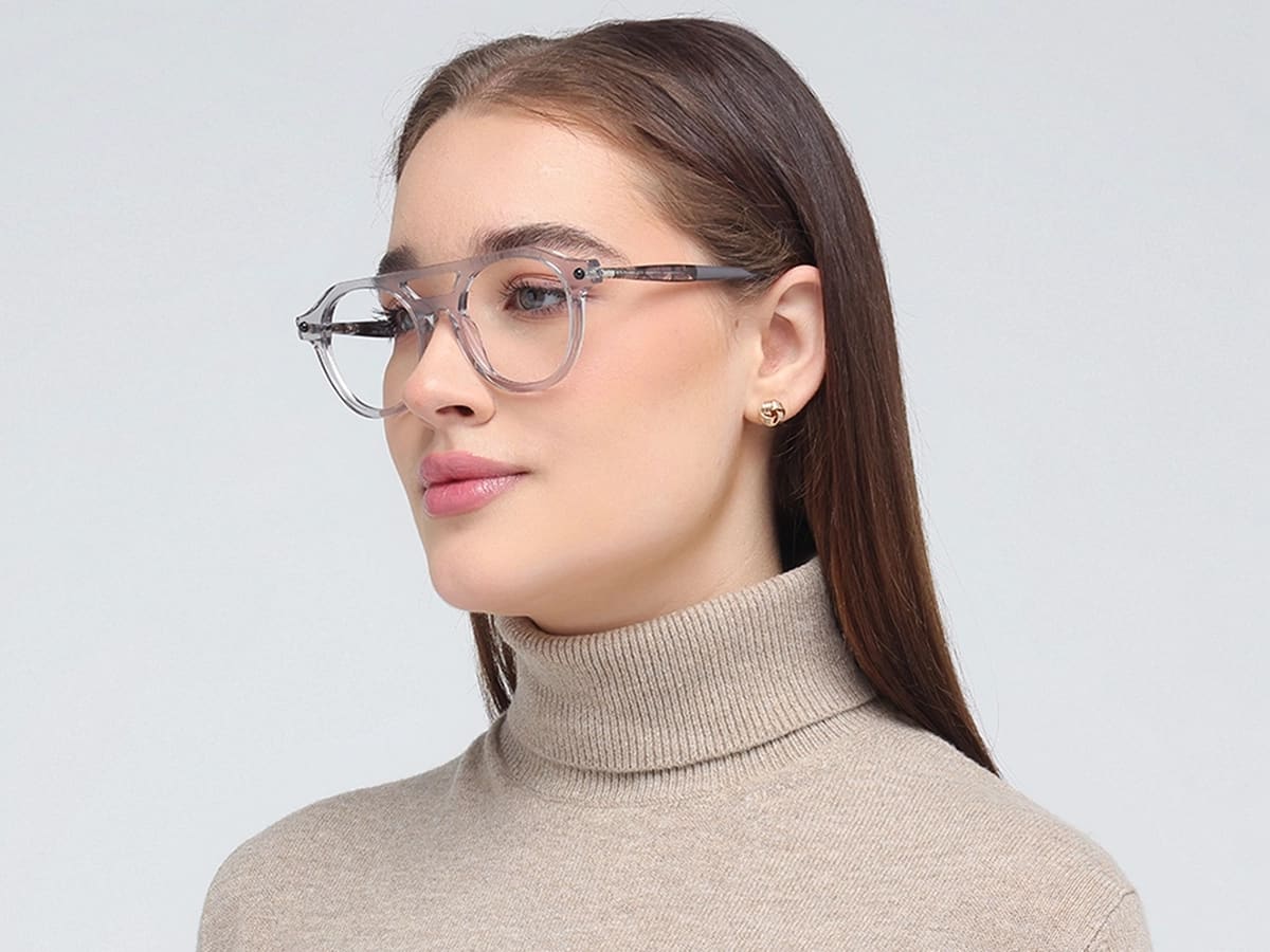 Silver Round Grey Glasses 52