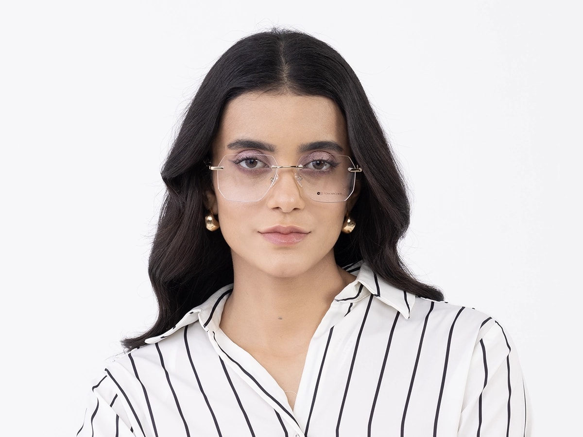 Metal & Wood Frame Gold Glasses 51