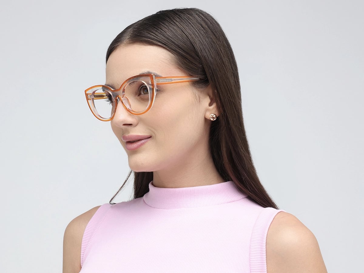 Orange Cat-eye Womens Glasses 52