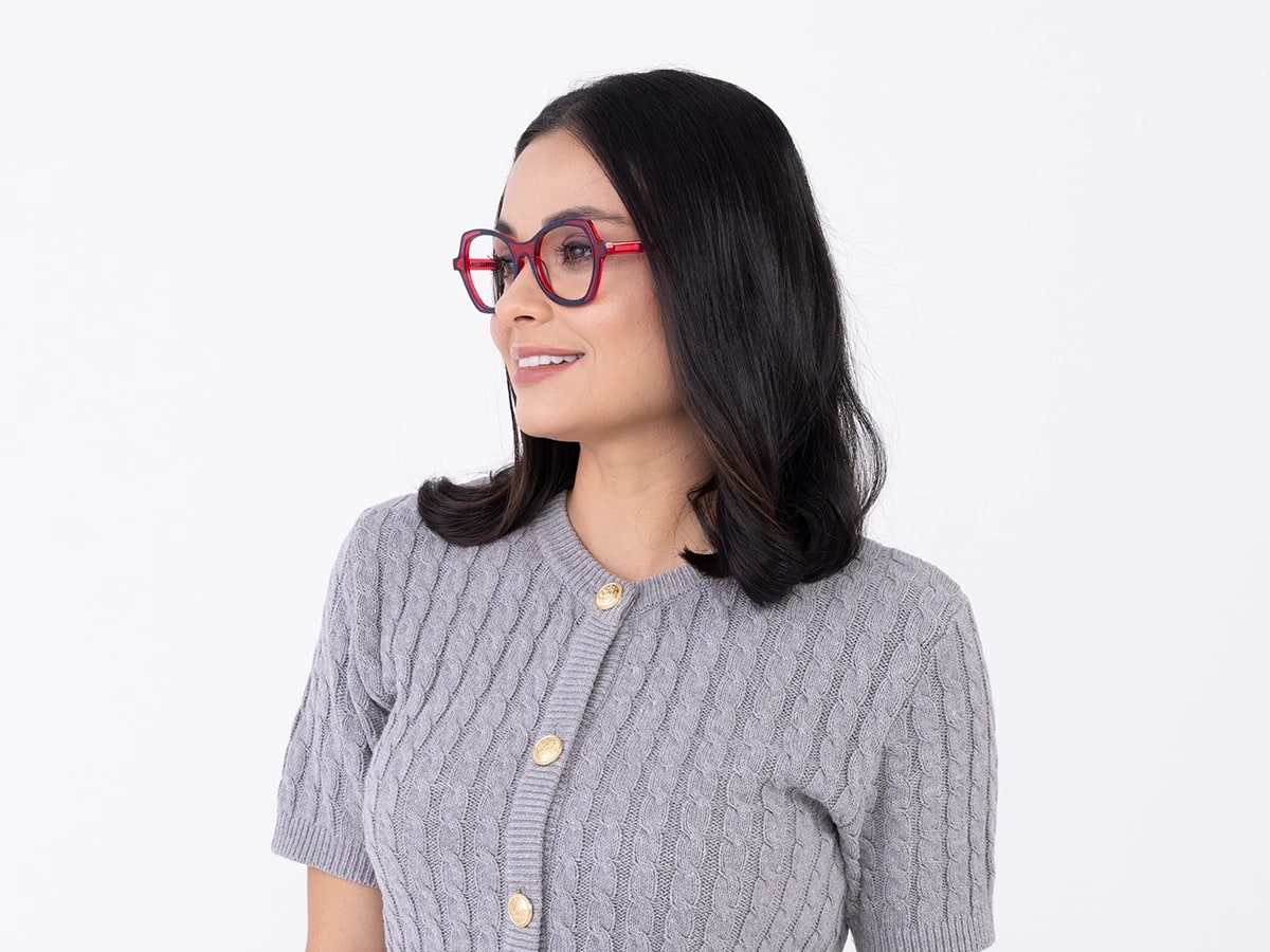 Denim Blue & Matte Rose Pink Butterfly Glasses-53