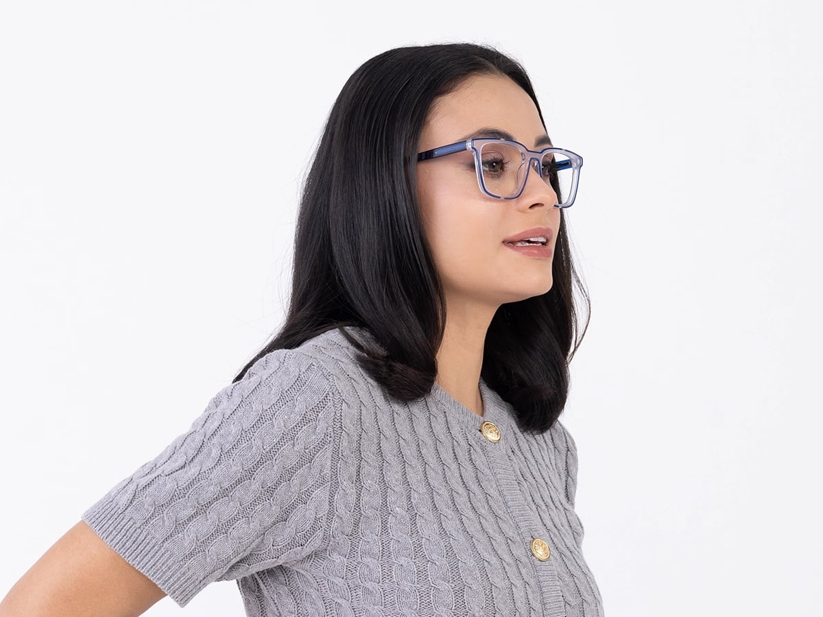 White And Blue Square Glasses-53