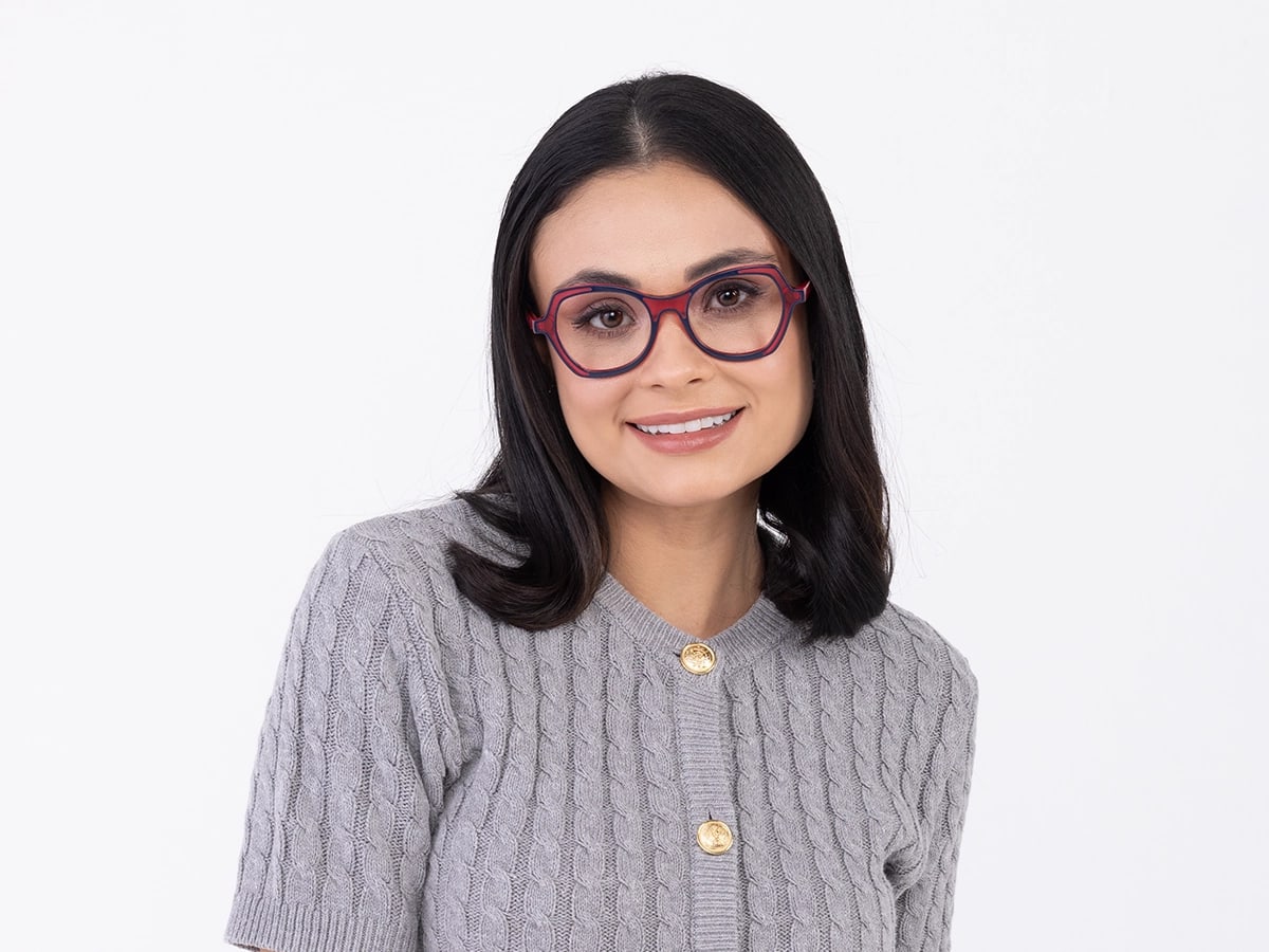 Denim Blue & Matte Rose Pink Butterfly Glasses-51