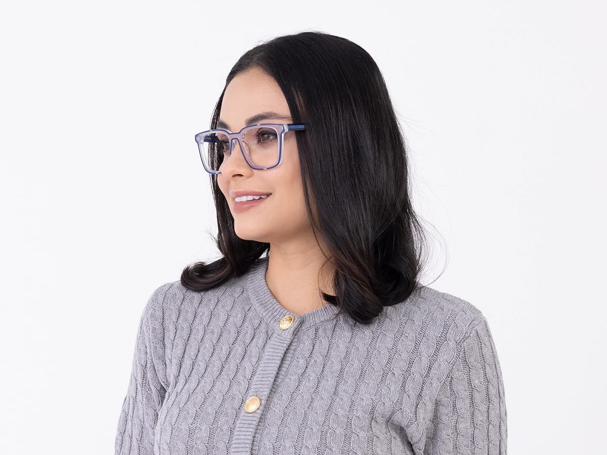White And Blue Square Glasses-52