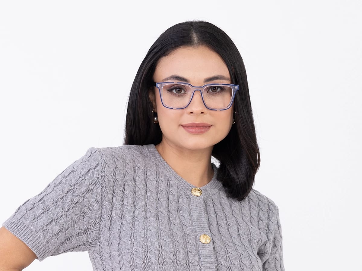 White And Blue Square Glasses-51