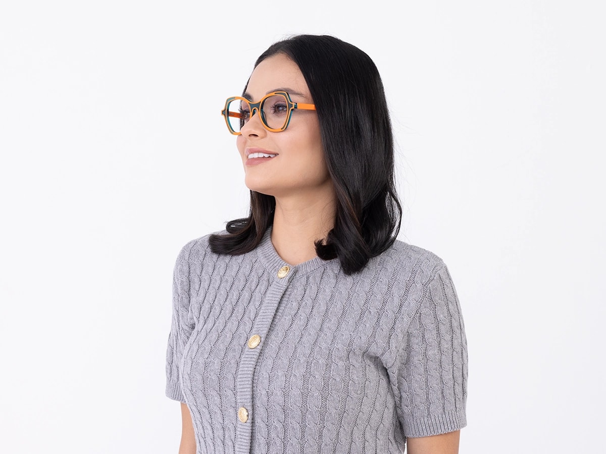 Orange & Matte Crystal Blue Butterfly Glasses-52