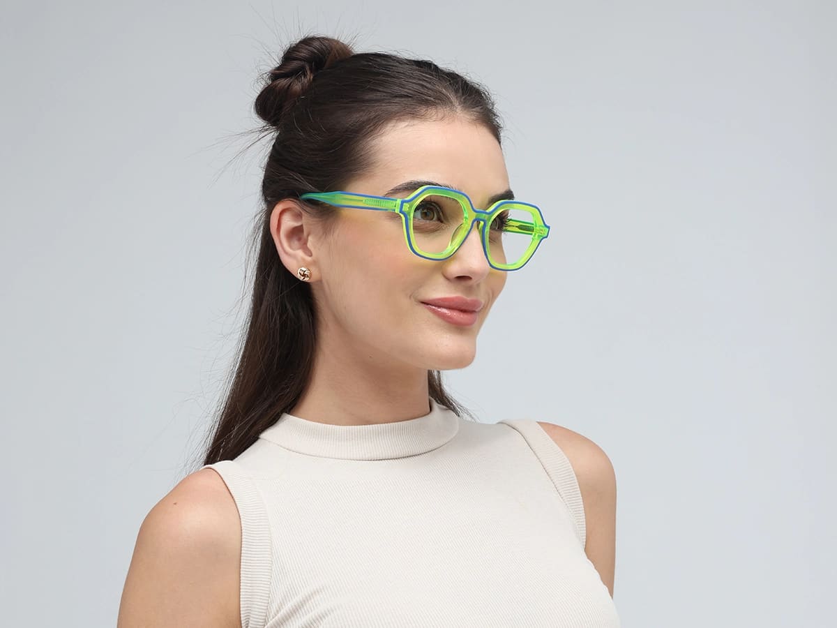 Green Hexagonal Unisex Glasses-53