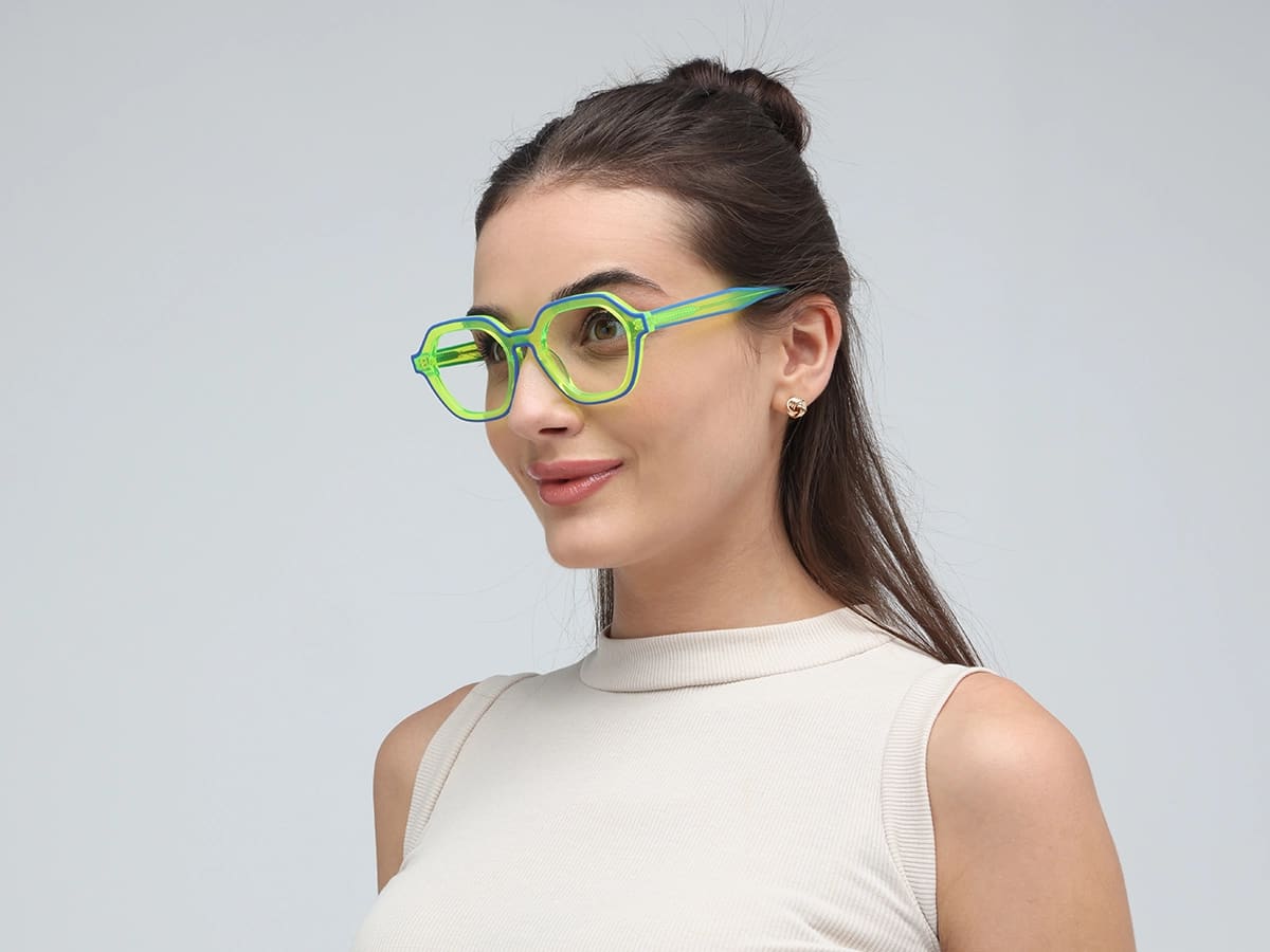 Green Hexagonal Unisex Glasses-52