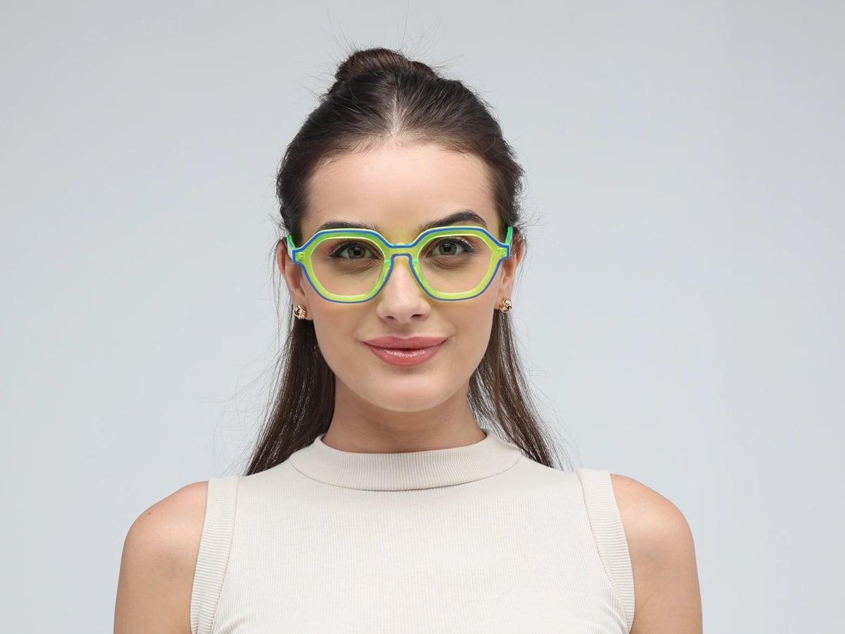 Green Hexagonal Unisex Glasses-51