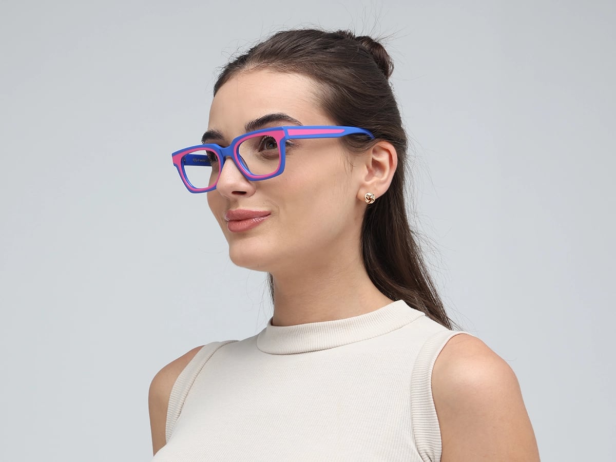 Pink Blue Rectangle Glasses-53