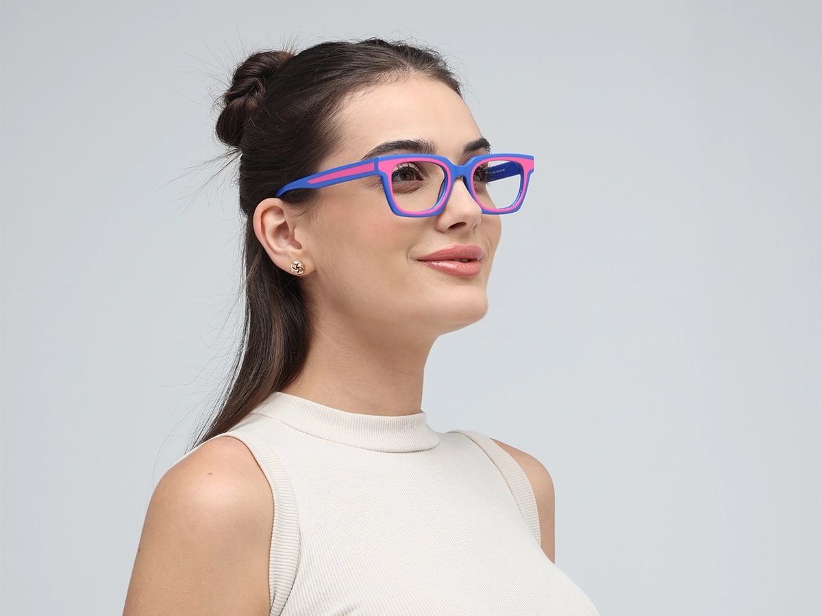 Pink Blue Rectangle Glasses-52