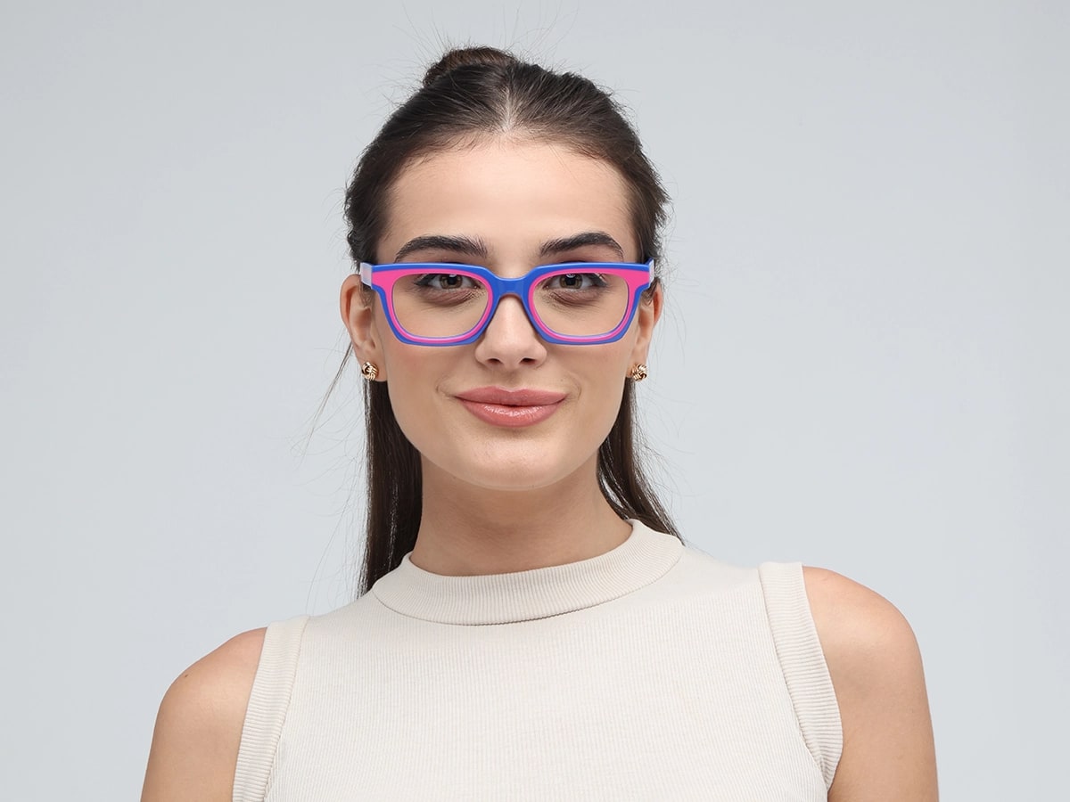 Pink Blue Rectangle Glasses-51