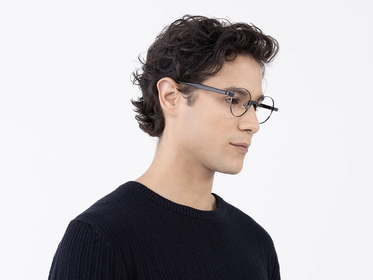 Trendy Gunmetal Round Full Rim Eyeglasses 43