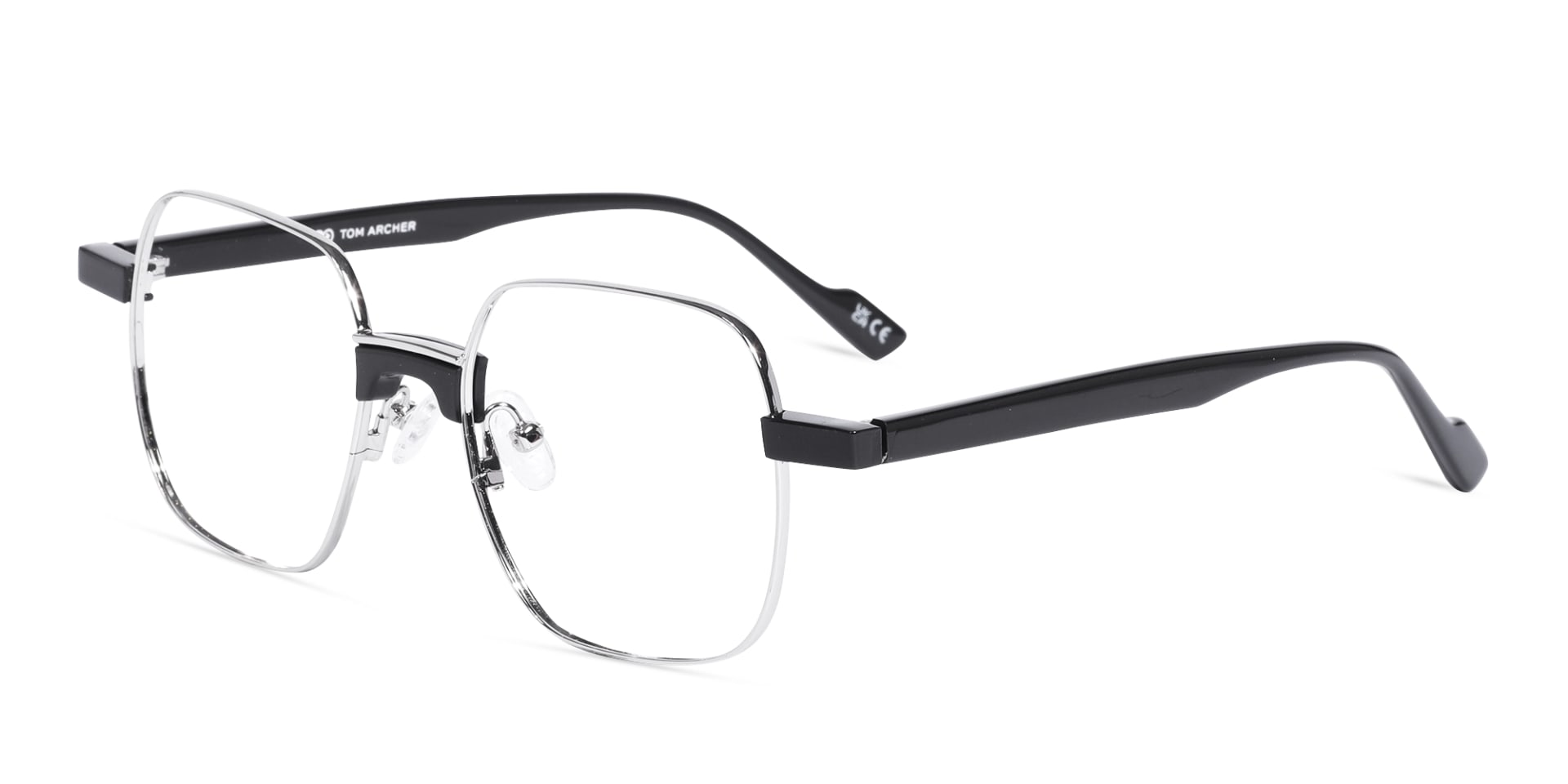 Silver Square Metal Full Rim Eyeglasses-3