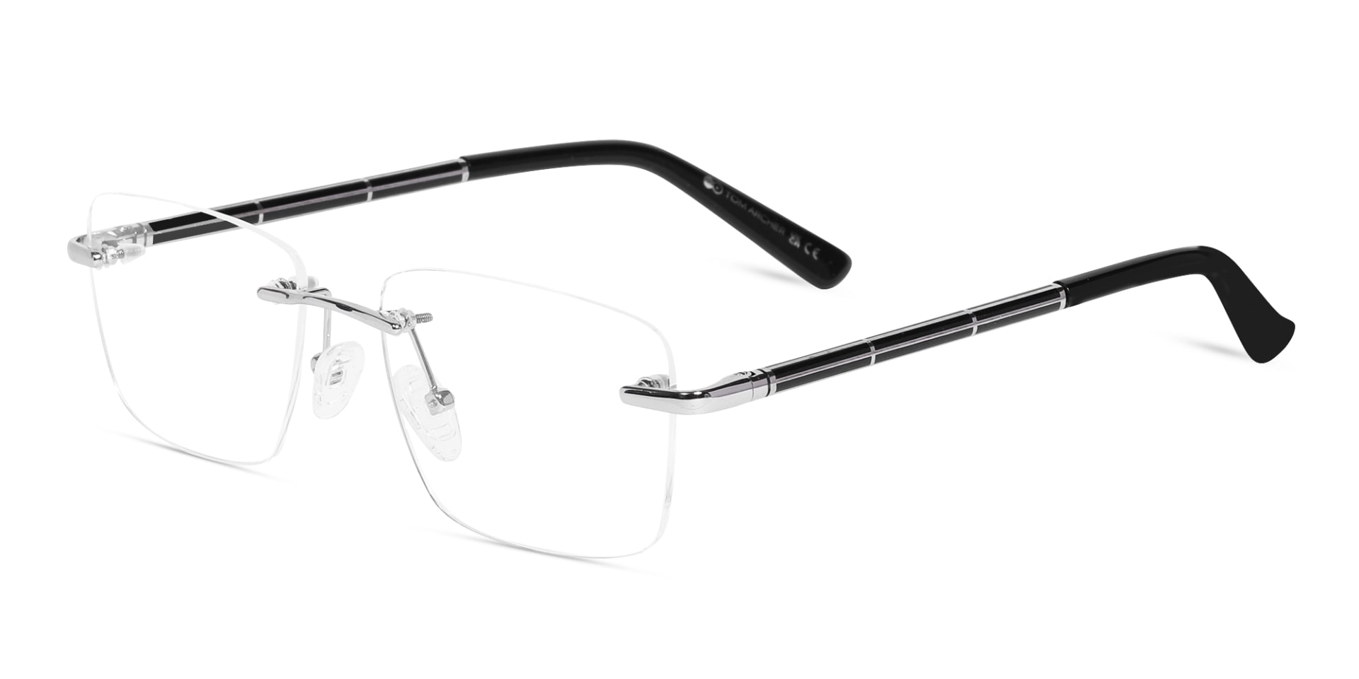 Silver Rimless Rectangle Eyeglasses-3