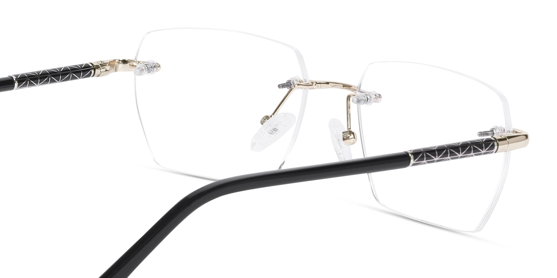 Champagne Gold Metal Rimless Geometric Eyeglasses-5