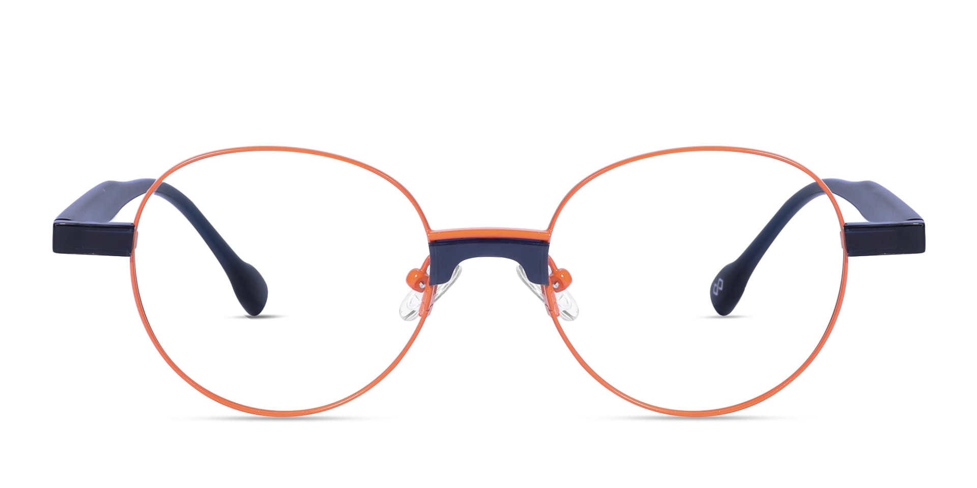 Bright Orange Round Metal Full Rim Eyeglasses-1