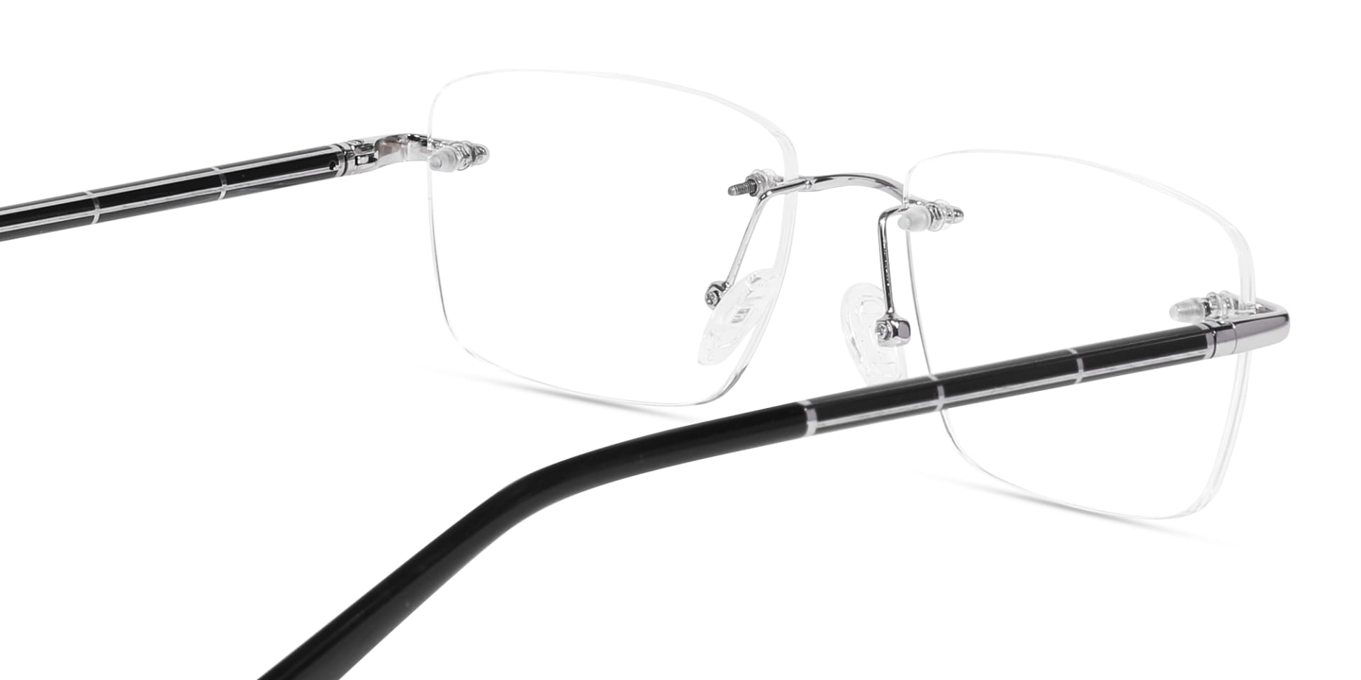 Silver Rimless Rectangle Eyeglasses-5