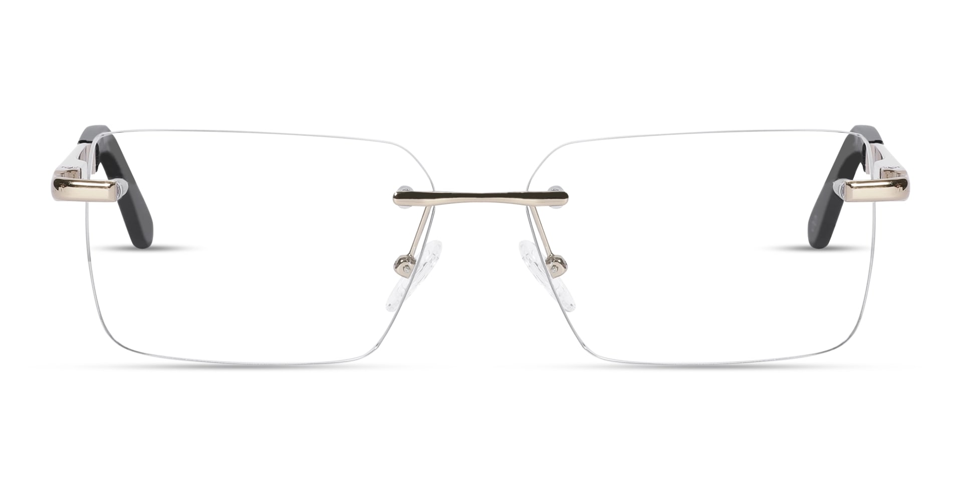 Champagne Gold Metal Rimless Geometric Square Glasses-1
