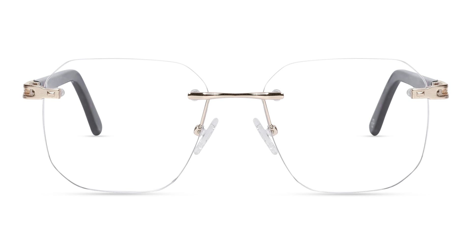 Gold & Tortoise Rimless Square Eyeglasses-1