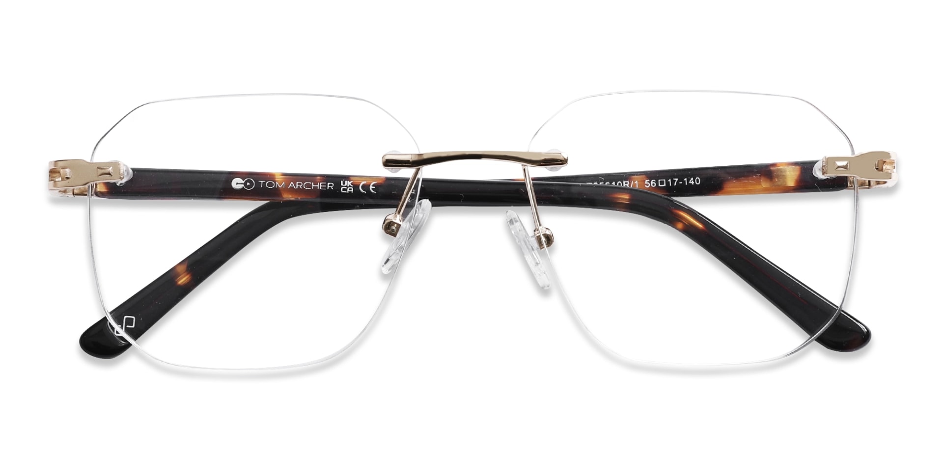Gold & Tortoise Rimless Square Eyeglasses-6