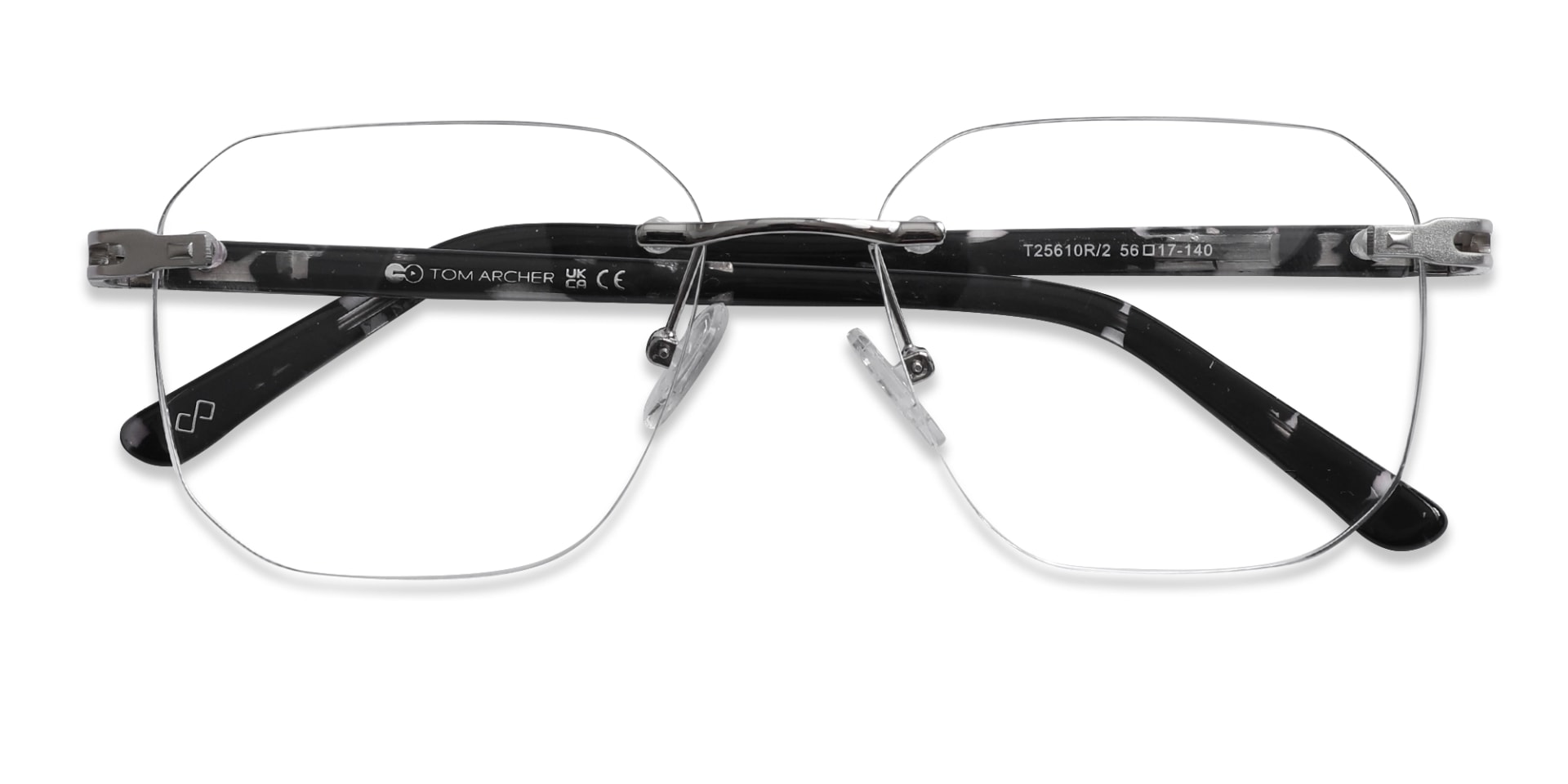 Silver Metal Rimless Geometric Glasses-6