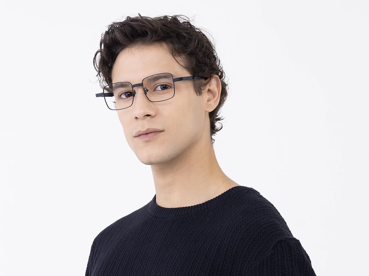 Black Square Metal Eyeglasses With Nose Pad 42