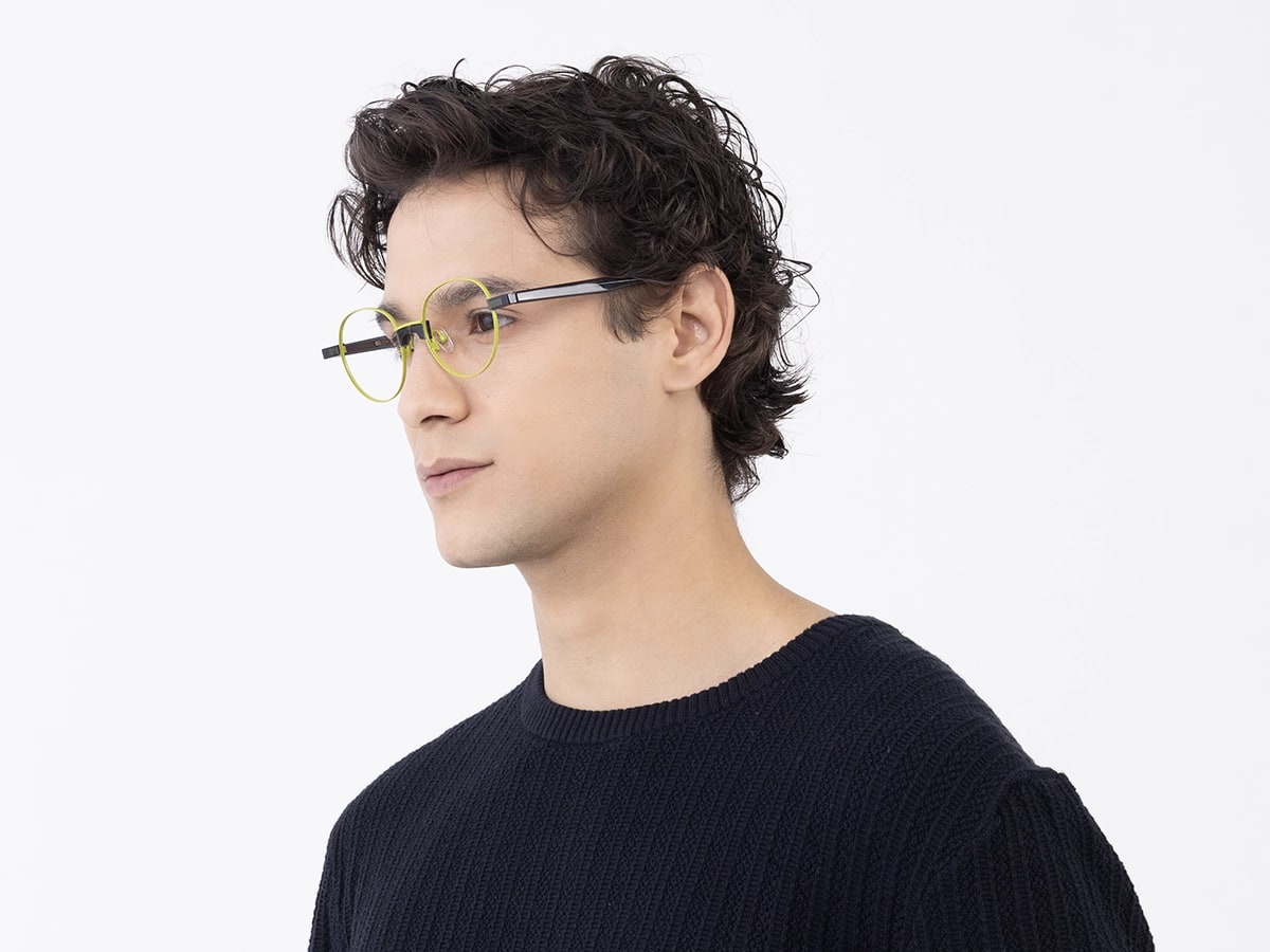 Lime Green Round Metal Full Rim Glasses 42