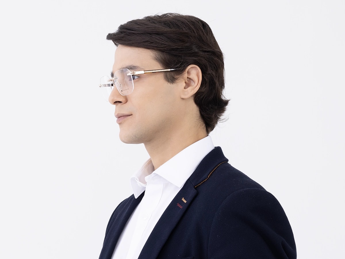 Gold & Tortoise Rimless Square Eyeglasses 42