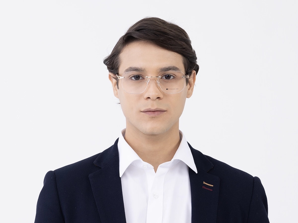 Gold & Tortoise Rimless Square Eyeglasses 41