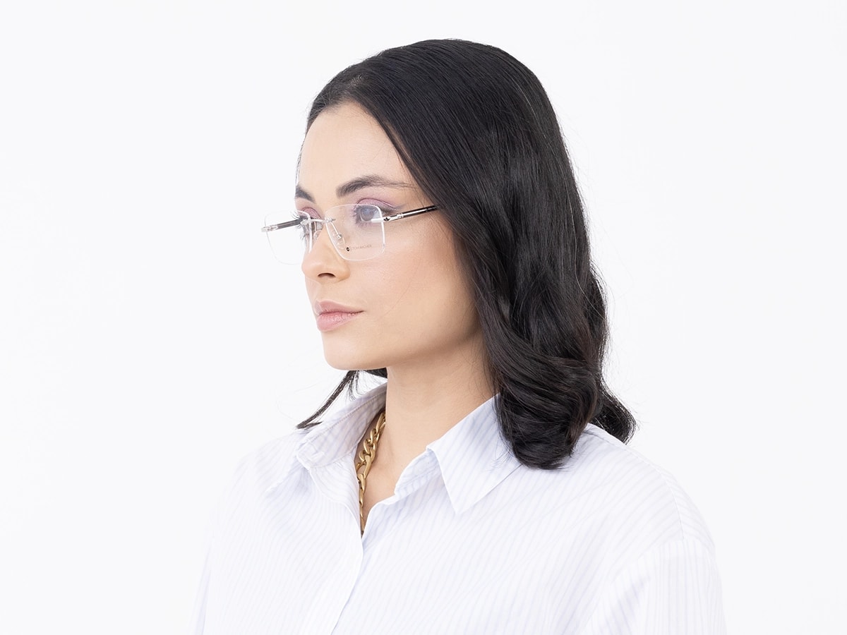 Silver Rimless Rectangle Eyeglasses 52