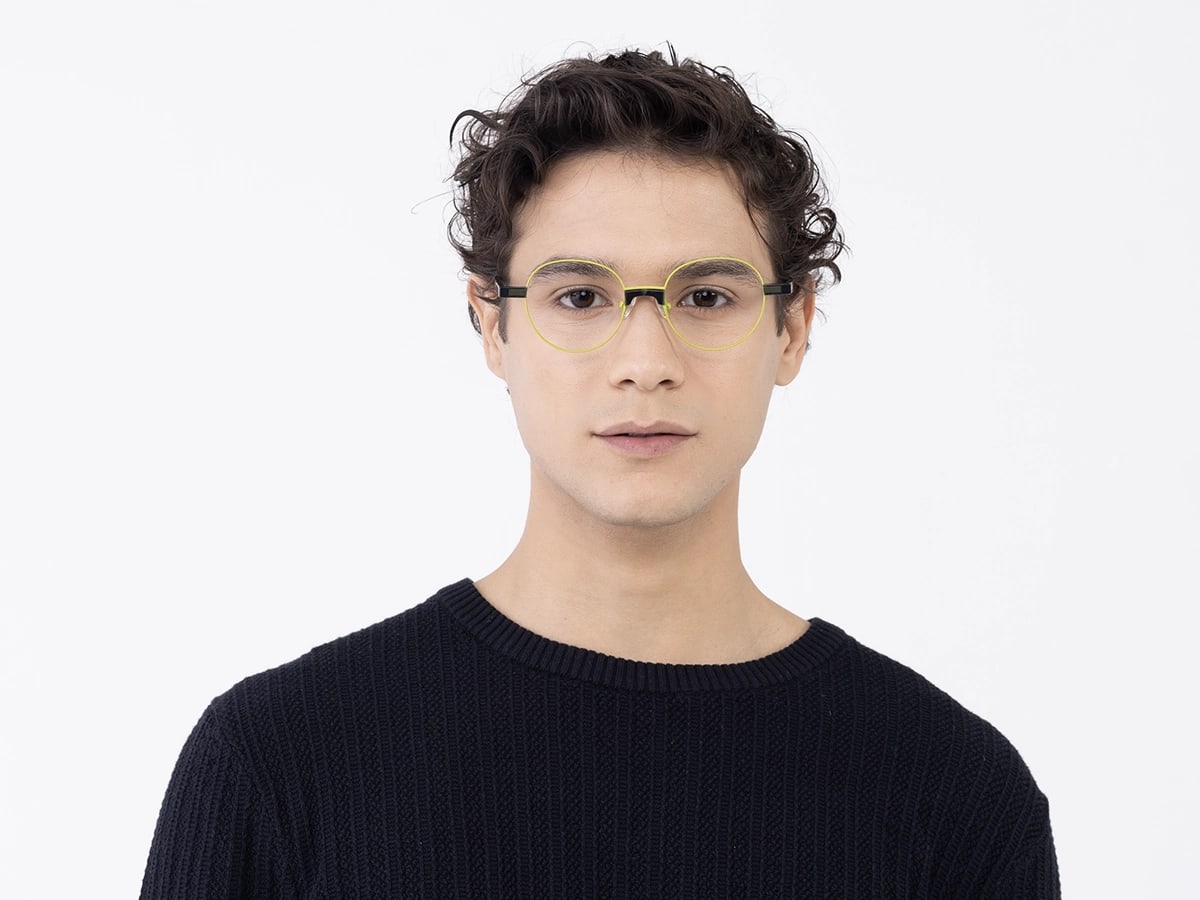 Lime Green Round Metal Full Rim Glasses 41