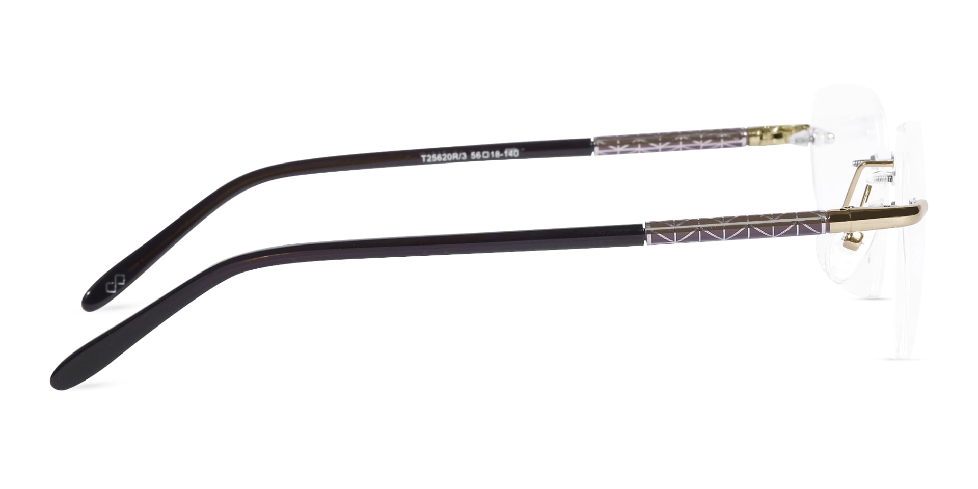 Gold Metal Rimless Geometric Eyeglasses-4