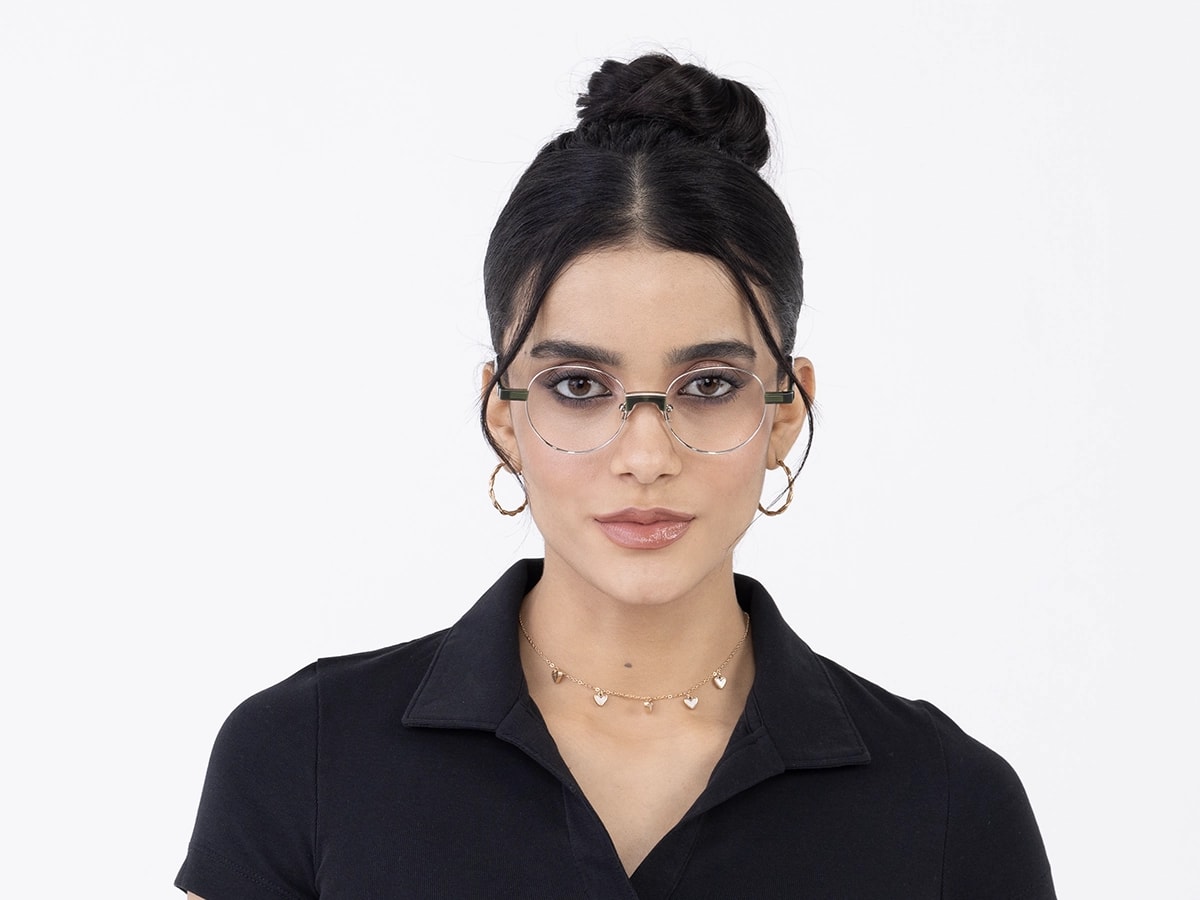Silver Round Full Rim Metal Glasses 51