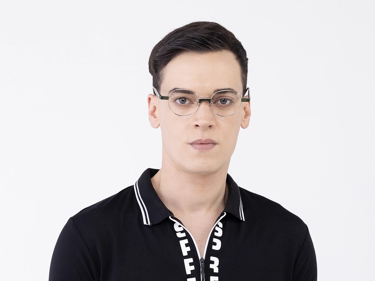 Silver Round Full Rim Metal Glasses 41