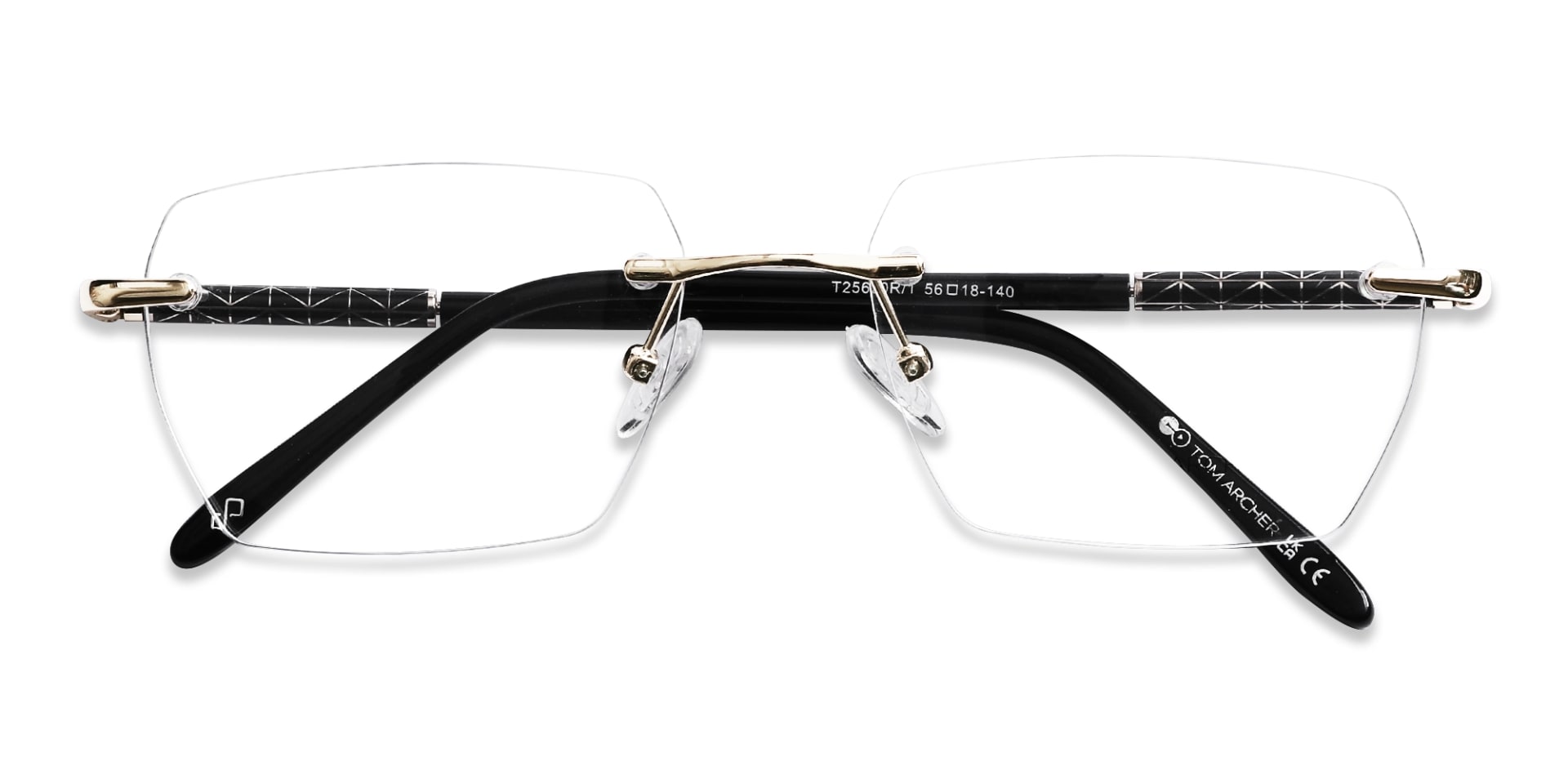 Champagne Gold Metal Rimless Geometric Eyeglasses-6