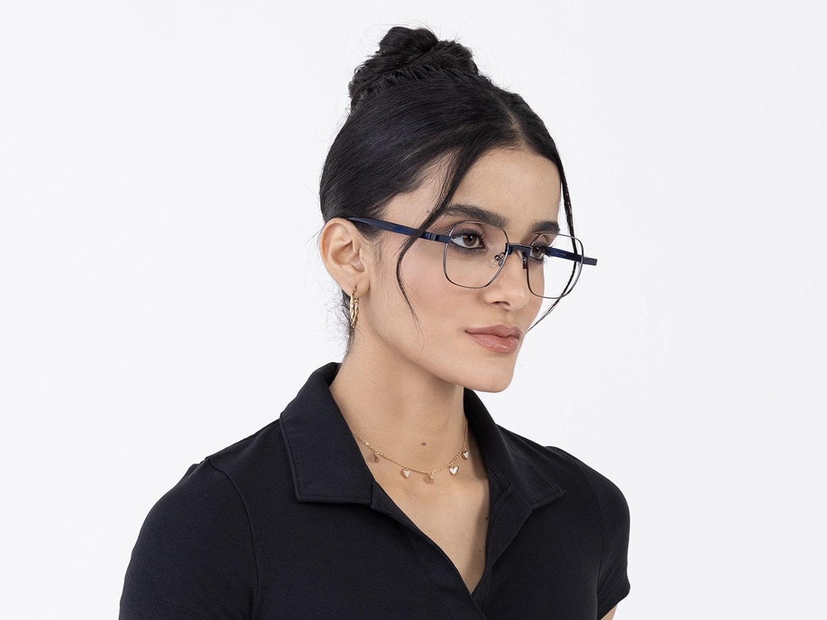 Stylish Gunmetal Square Full Rim Eyeglasses 53