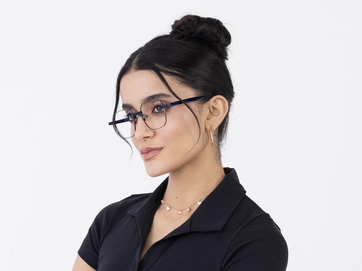 Stylish Gunmetal Square Full Rim Eyeglasses 52