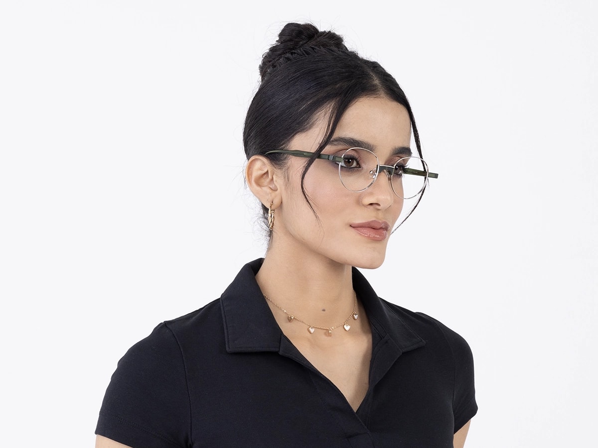 Silver Round Full Rim Metal Glasses 53