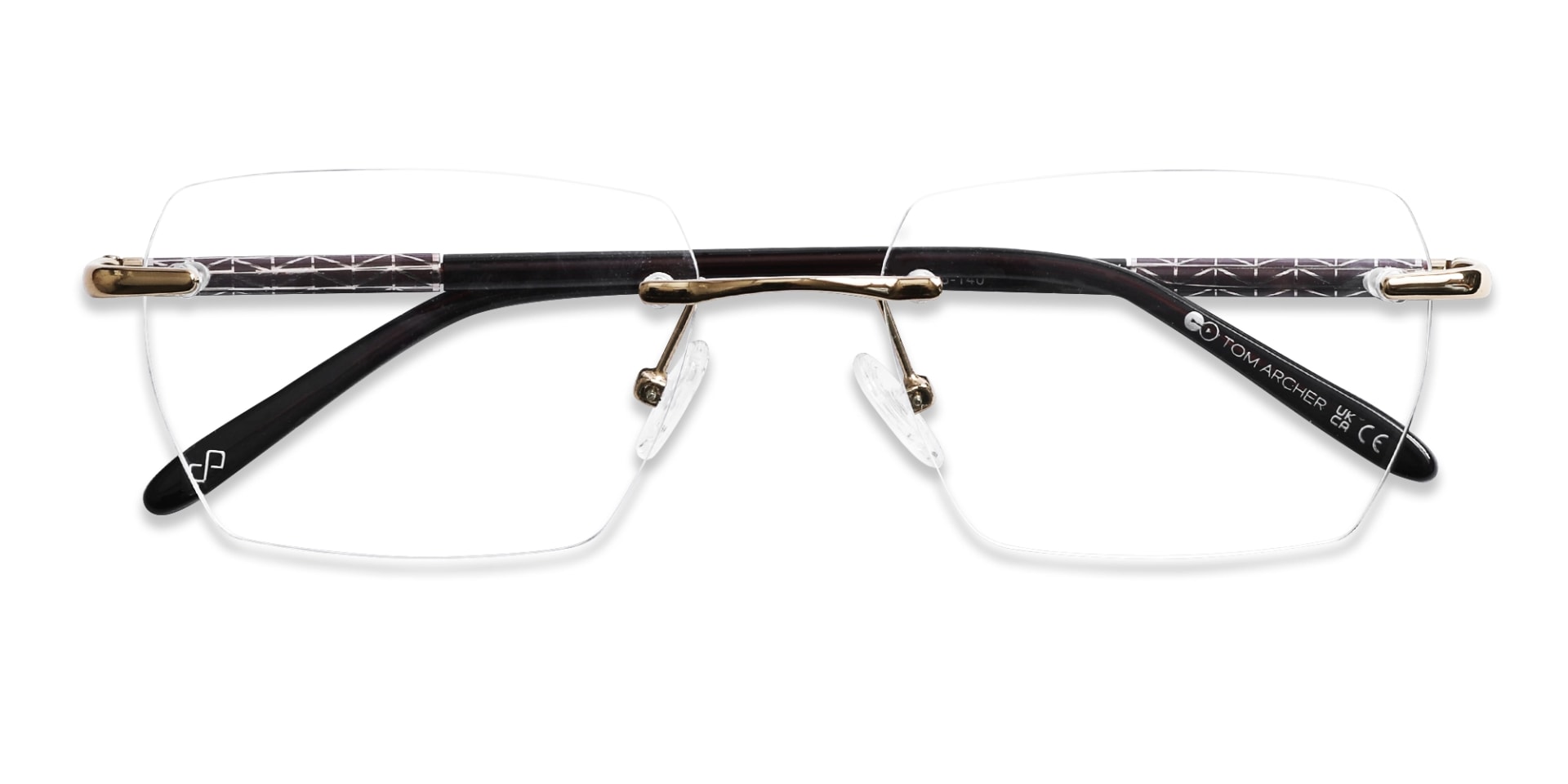 Gold Metal Rimless Geometric Eyeglasses-6