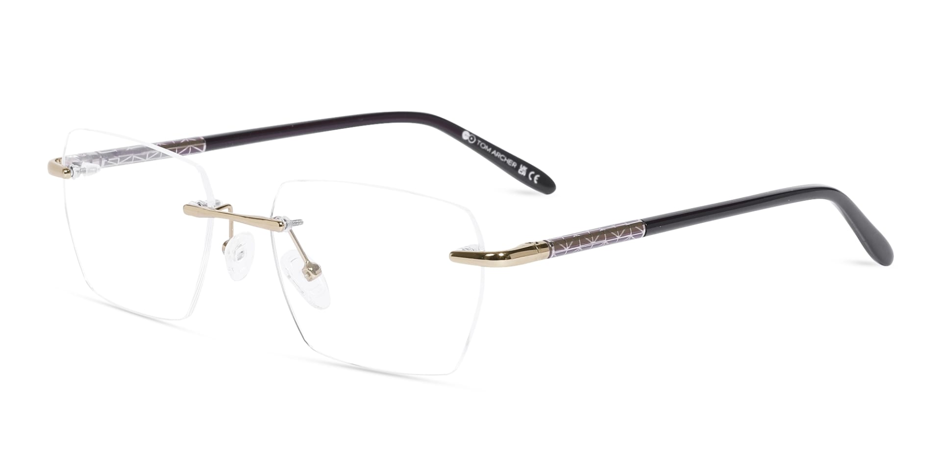 Gold Metal Rimless Geometric Eyeglasses-3