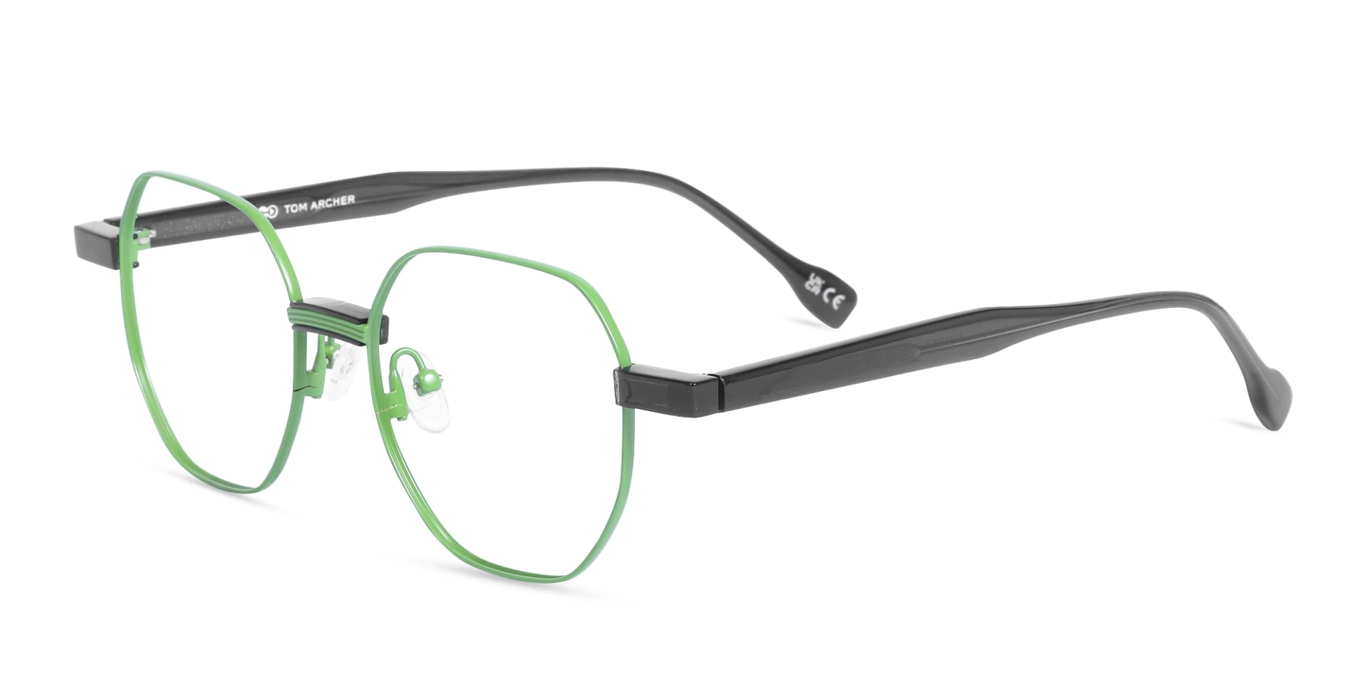 Green Hexagonal Metal Glasses With Nose Pad-3