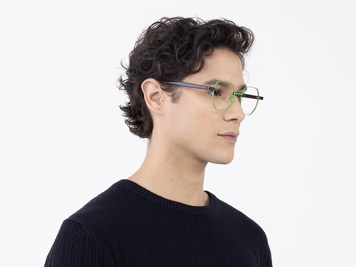 Green Hexagonal Metal Glasses With Nose Pad 43