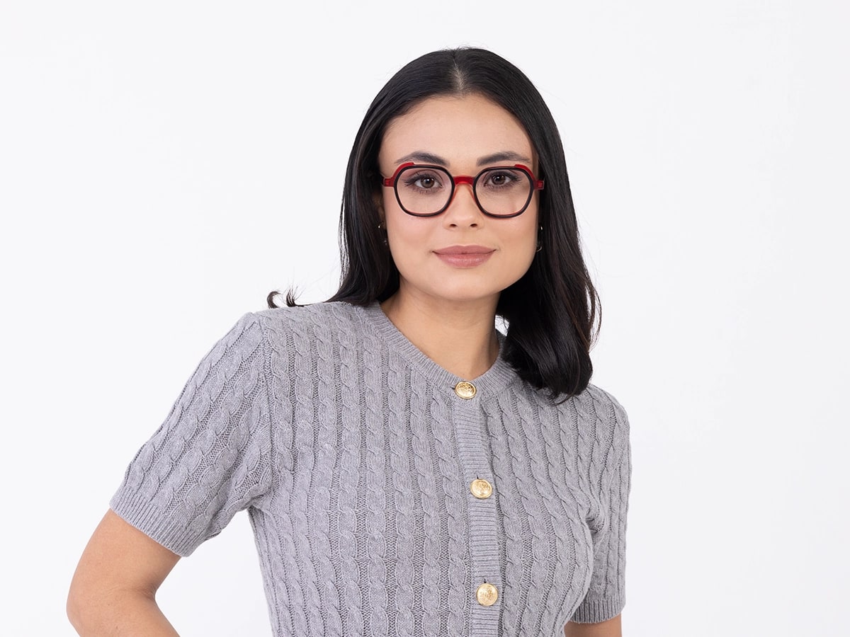 Black & Red Square Full Rim Glasses-51
