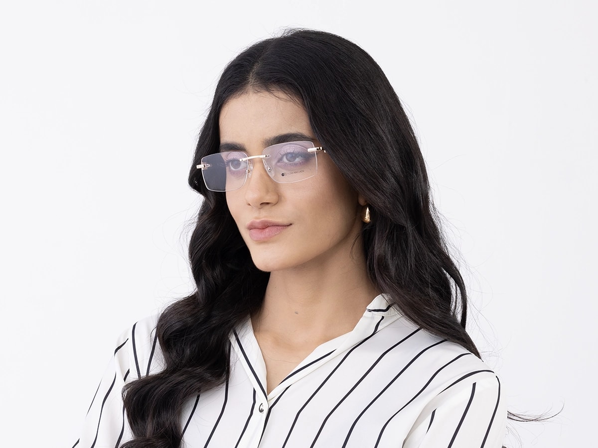 Gold Rectangular Glasses 52